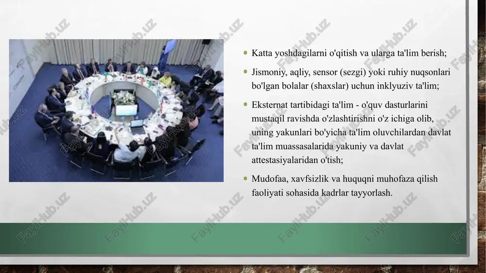 paydo bo'ladi; mutaxassislikka aloqasi bo'lmagan fanlar soni ikki baravarga kamayadi; oliy ta'lim o'quv jarayonida kredit-modul tizimi joriy etiladi; pedagogik ta'limning 6ta yo'nalishi bo'yicha o'qish muddati 3 yil etib belgilanadi; 10ta otm o'zini-o'zi moliyalash tizimiga o'tib, kamida 5ta otm transformasiya qilinadi bundan tashqari, maktabgacha ta'lim yoshidagi bolalarni bog'chalarga qamrab olish ko'rsatkichini 60 foizga etkazish ko'zlanmoqda. shu bilan birga, 6 yoshli bolalarni maktabga tayyorlash tizimini joriy qilish davom ettiriladi. shu maqsadda 130 mlrd so'm mablag'ajratiladi. 2020 yilda 36ta yangi maktab qurilib, 216tasi kapital ta'mirdan chiqariladi. ushbu ishlarga esa 1,7 trln so'm mablag'sarflanishi rejalashtirilgan. joriy yilda 55ta xususiy maktab tashkil etilishi, ularning respublikadagi umumiy soni 141taga etkazilishi bildirildi. yuqori malakali o'qituvchilar maoshini yanada oshirish masalasi davom etadi. professional kasb-hunar ta'limda yangi tizim yo'lga qo'yiladi: 340ta kasb-hunar maktabi, 147ta kollej va 143ta texnikum tashkil etiladi. milliy malaka tizimi ishlab chiqiladi, natijada 9000ga yaqin kasblar bo'yicha kadrlar tayyorlanadi. image1.png image5.png image6.png image7.png image8.png image9.jpeg image10.jpeg …