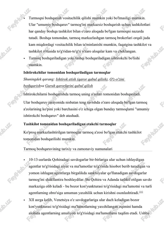 solish va xabardor qilish uchun savdogarlar va kompaniyalar o'rtasida hamkorlikni shakllantiradi. bu hukumatlar va kompaniyalar tomonidan ham mamlakat, ham korxonalar uchun kapital jalb qilish bo'yicha jamoaviy harakatdir.[11] ushbu misollar tarmoq boshqaruvi x asrdan to xvii asrgacha bo'lgan savdogarlar va davlatlar o'rtasidagi savdo-sotiq va hamkorlik rivojlangan davrlarda qanday ishlashini ko'rsatadi. ron xarris, o'z jurnalida "tug'ilgan kunidagi obro'-e'tibor korporativ boshqaruv. "kimning obro'si yaxshi va kimning yomon obro'si bor, kimga ishonib pulni ishonib topshirsa bo'ladi, degan savollar o'zgarmagan, ammo ular murojaat qilgan munosabatlar, bu savollarga javob bergan institutlar ham o'zgardi."[11] · amber haqida ogohlantirish - 1996 yilda arlington (tx) da to'qqiz yoshli amber xagerman o'g'irlab ketilib, o'ldirilganidan keyin "amber alert" tizimi o'rnatildi. ommaviy axborot vositalari tarmoqlari huquqni muhofaza qilish organlari bilan hamkorlikda kelgusidagi jinoyatlarning oldini olish maqsadida ogohlantirishlarni tarqatishda yordam beradigan tarmoqni yaratish uchun sabablarni tarqatish uchun ommaviy harakatga qo'shilishdi. ushbu harakat barcha ellik shtatlarni qamrab oldi va ogohlantirishlarni shtat bo'ylab tarqaldi. amber …