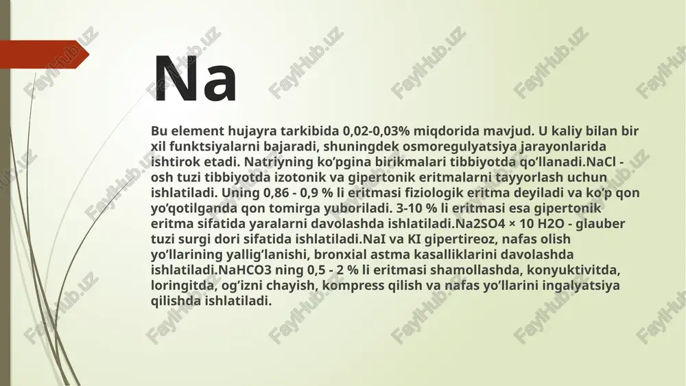 raton kasalliklarini keltirib chiqaradi. shu bilan bir qatorda 89sr va 90sr izotoplarining kichik miqdorlari tibbiyotda, jumladan suyak saraton kasalliklarini davolashda ishlatiladi simob bu element nihoyatda xavfli bo‘lib hgso4 va hgcl2 ozuqa mahsulotlari bilan organizmga tegishlicha 0,192 mmol/kg va 0,136 mmol/kg miqdorlarda kirishi oshqozon-ichak sistemasi, jigar, buyrak, turli bezlarni faoliyatini buzib yuboradi va o‘lim chaqiradi. hg ning havodagi chk si 1·10-5 mg/m3 dan oshmasligi kerak. simob bilan zaharlanish oqibatida oshqozon-ichak sistemasida qattiq og‘riq paydo bo‘ladi, surunkali qayd qilish kuzatiladi. axlat bilan qon ajralib chiqadi. o‘tkir zaharlanish oqibatida oshqozon va ichaklarda yaralar paydo bo‘ladi, hamda ularning chirishi (nekrozi) kuzatiladi. surunkali zaharlanishda teri sathidagi junlar (soch, qosh va h. k.) to‘kilib ketadi, tishlar va tirnoqlar tushib ketadi. biosferadagi simob miqdorining ortishi bo‘qoq, yukumli kasalliklar, nafas va qon aylanish sistemalarining hamda siydik yo‘llari, quloq, tomoq va burun xastaliklarining ko‘payishiga sabab bo‘ladi. endemik provinsiyalar va endemik kasalliklar endemiyalar kelib chiqishi bo‘yicha quyidagi turlarga ajraladi: tabiiy …