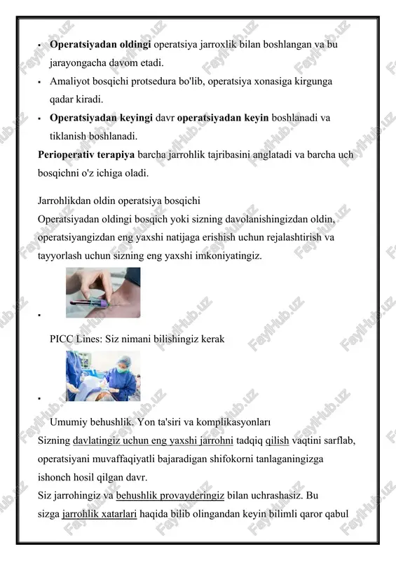 un muqobillarni o'rganish va jarrohlik siz uchun to'g'ri tanlanganligini aniqlashni ham anglatadi. bundan tashqari, siz o'zingizning sug'urta qoplamangizdan ko'proq foydalanishingiz, ishdan bo'shashga tayyorgarlik ko'rishingiz va pullik yoki to'lovsiz ishlashga vaqt ajratishga tayyorligingizga ishonch hosil qilishingiz uchun sizning protsentingiz uchun moliyaviy tayyorgarlik ko'rishingiz kerak. . operatsiyani kutayotgan xarajatlarni aniqlash uchun shifoxona yoki jarrohlik markazi bilan ishlashingiz mumkin, bu holda dastlabki hisob-kitoblarga kiritilmasligi mumkin bo'lgan har qanday yashirin xarajatlarni, jumladan, behushlik hisobga olinadi. sug'urtalov bir loyihada qonun loyihasining yuqori foizini va boshqa mablag'ni kamroq miqdorda to'lashi mumkin; sug'urta provayderingizni qidirib toping va foizlar miqdori haqida so'rang. sug'urtangiz bo'lmasa , siz moliyaviy tadbirlarni amalga oshirish uchun shifoxona va jarroh bilan yaqindan ishlashingiz kerak. ba'zilar uchun jarrohlik hissiyotlarni talab qiladi. ba'zi bemorlar jarrohlik talablarini bartaraf etishda yordam berishga qodir emas, ammo boshqalar jarrohlik operatsiyasiga, shuningdek, tiklanish bosqichiga tayyorgarlik ko'rishlari kerak. bolalar ko'pincha qo'rquv va xavotirga olib kelmaydigan jarrohlik uchun tayyorgarlik ko'rishga yordam berishlari kerak …
