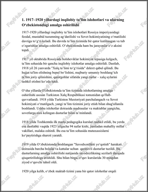 shu davrda oʻz ahamiyatini yoʹqotmagan. 3. oʻzbek tilida maktab ochish va oʻquv-tarbiya jarayonining milliylashtirilishi oʻzbek tilida maktab ochish va oʻquv-tarbiya jarayonining milliylashtirilishi dolzarb masalalardan biridir. sohada bir qancha muhim raqamlar, ma'lumotlar mavjud. tarbiyaviy tizimni milliylashtirish jarayoni mamlakat madaniy va til boyligini saqlash bilan bogʻliq boʻlib, ushbu maqsadlarda koʻplab tahlillar va qarorlar qabul qilinmoqda. 1. **maktablar soni va ularning tili:** - oʻzbekiston respublikasida jami umumta'lim maktablarining soni 10,000 dan ortiq. - 2022-yil ma'lumotlariga koʻra, ushbu maktablarning taxminan 95% dan ziyodi oʻquv jarayonlarini oʻzbek tilida olib boradi. - oʻzbek tilidagi maktablarning soni yildan-yilga ortib bormoqda, bu esa milliy tilda ta'lim berishning ahamiyati oshib borayotganligining belgisidir. 2. **oʻquvchilarning soni va koʻrsatiladigan ta'lim:** - 2023 yilda oʻzbekiston maktablarida oʻquvchilarning umumiy soni 6 milliondan oshiq ekanligi taxmin qilinmoqda. - bu oʻquvchilarning katta qismi oʻzbek tilida taʼlim olmoqda va davlat tomonidan oʻzbek tilida oʻquv dasturlarining sifatini oshirishga e'tibor qaratilmoqda. 3. **oʻqituvchilar va ta'lim sifatini oshirish:** - …
