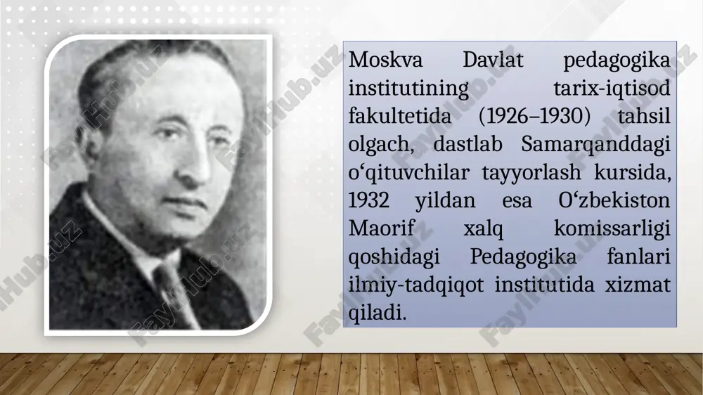 imizda ezgu insoniy fazilatlarni kamol toptirishda shunchalik qudratli ma‘rifiy qurolga ega bo‘lamiz. binobarin, m.osimning “zulmat ichra nur” qissasidagi alisher navoiy obrazini o‘rganish chin ma’noda yetuklik sari chorlaydi. “ “ xulosa oʻrnida shuni aytmoqchimanki, mirkarim osim “zulmat ichra nur” qissasini har bir oʻqigan kitobxonni yaxshilik qilish, hayotga kengroq nazar tashlash, tarixni chuqur oʻrganish va unda yashab oʻtgan avlodlar haqida yanada koʻproq oʻrganish, vaqt qadriga yetish kabi tushunchalarni mohiyatan anglab yetishiga yordam beradi. shunisi bilan ham mazkur asar kitobxonlar uchun sevumli hisoblanadi. xulosa eʼtiboringiz uchun rahmat! image2.jpeg image3.png image4.jpeg image5.jpeg image6.jpeg image7.jpeg image8.jpeg image9.jpeg image1.jpeg mirkarim osim /docprops/thumbnail.jpeg tei ‘mirkarim osimning “zulmat ichra nur” qissast