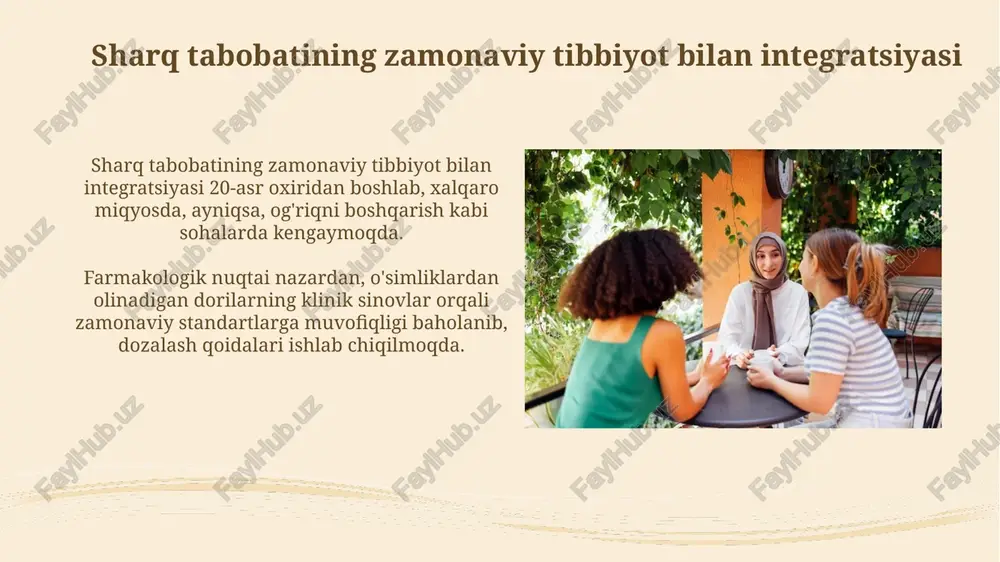 n oshmasligi kerak, toksik ta'sir xavfini kamaytirish uchun shifokor nazorati muhim. igna bilan davolashda 0.25-0.30 mm diametrli steril ignalardan foydalanish, infeksiya tarqalishining oldini olish va og'riqni kamaytirish zarur. akupunktur va akupressura ikkala akupunktur va akupressura an'anaviy xitoy tibbiyotining (tcm) muhim qismlari bo'lib, 360 dan ortiq akupunktur nuqtalaridan foydalanadi, 14 ta asosiy meridiandan joylashgan. akupunkturda ingichka ignalar teriga ma'lum nuqtalarga kiritiladi, meridiyanlar orqali energiya oqimini muvozanatlashtiradi, og'riqni kamaytiradi va sog'lig'ini yaxshilaydi. e'tiboringiz uchun rahmat @taqdimot_robot image3.jpg image4.jpg image5.jpg image6.jpg image7.jpg image8.jpg image9.jpg image10.jpg image11.jpg image12.jpg image13.jpg image14.jpg image15.jpg image16.jpg image17.jpg image18.jpg image19.jpg