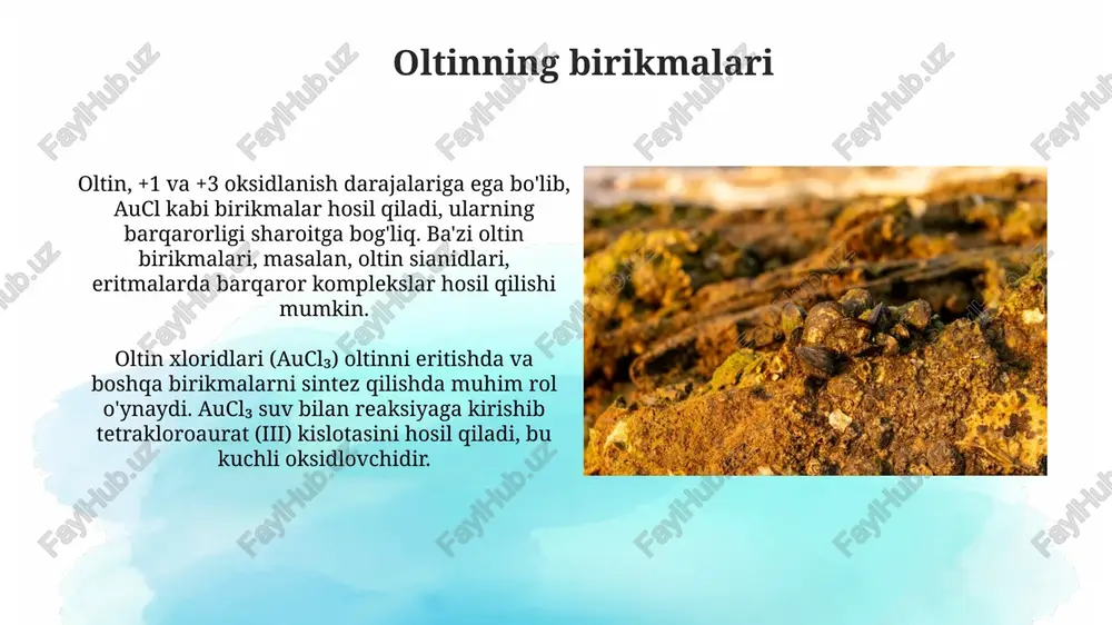 oltin kimyoviy xossalari - Page 4