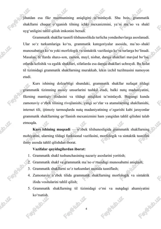 ldagi so‘zlarning grammatik ma’nosini ifodalovchi vosita sifatida so‘zlarning o‘zaro bog‘lanishini ta’minlaydi va shu orqali nutqning grammatik to‘g‘riligini, izchilligini va mantiqiy yaxlitligini yaratadi. grammatik shaklni to‘liq anglash uchun uni leksik shakl bilan qiyoslash, ularning o‘zaro farqli va umumiy jihatlarini tahlil qilish zarurdir. grammatik shakl — bu so‘zning turli grammatik ma’nolarni ifodalash uchun olgan morfologik ko‘rinishidir. u so‘zning lug‘aviy ma’nosini o‘zgartirmaydi, balki unga grammatik belgi yuklaydi. masalan, kitob, kitoblar, kitobning, kitobni, kitobda kabi shakllarda leksik ma’no — “kitob” tushunchasi o‘zgarmaydi, ammo har bir shakl grammatik jihatdan turlicha munosabatni bildiradi. shunday qilib, grammatik shakl tildagi grammatik ma’noni shakl orqali ifodalovchi vositadir. leksik shakl esa so‘zning lug‘aviy ma’nosini, ya’ni real voqelikdagi predmet, hodisa yoki belgi nomini bildiradi. u mustaqil ma’noga ega bo‘lib, nutqda konkret mazmunni ifodalaydi. masalan, gul, daraxt, yozmoq, oq, tez kabi so‘zlarning har biri mustaqil leksik ma’noga ega. ammo bu so‘zlar grammatik shakl olganida ularning sintaktik vazifasi, grammatik kategoriyaga mansubligi va tildagi …