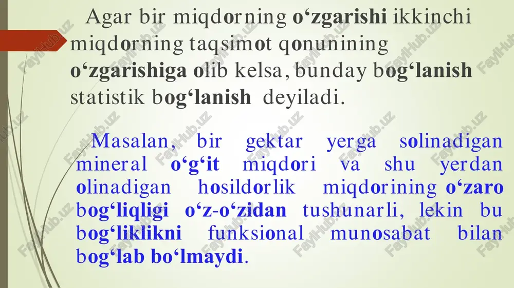 funksional, statistik va korrelyatsion bog‘lanishlar. - Page 4