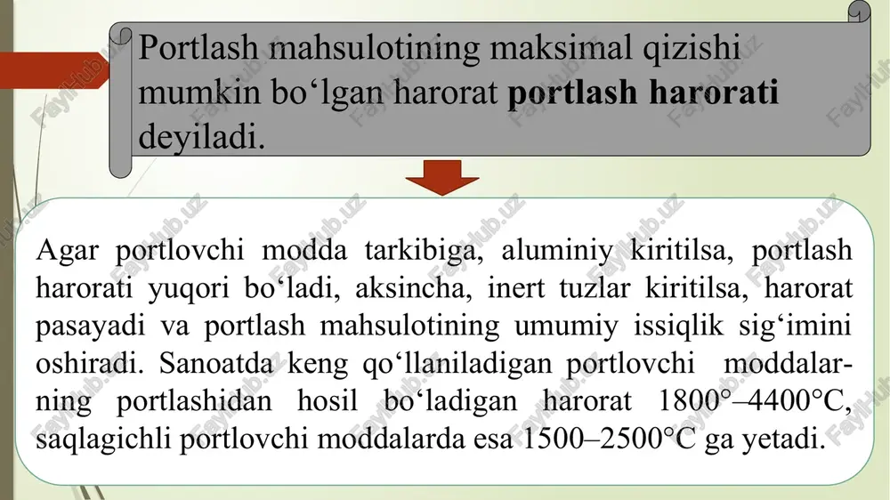 5-ma’ruza: portlovchi moddalarning portlash harorati va portlovchi moddalarning brizantligi - Page 4