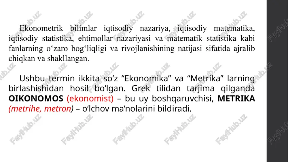 rbin-uotson mezoni yordamida «eng kichik kvadratlar usulining» bajarilish shartlari tekshiriladi. to‘rtinchi bosqich – tuzilgan va baholangan ekonometrik model yordamida asosiy iqtisodiy ko‘rsatkichlar prognoz davriga hisoblanadi. image8.png image9.png image10.png image11.png image12.png image13.png image3.png image4.png image7.jpg /docprops/thumbnail.jpeg