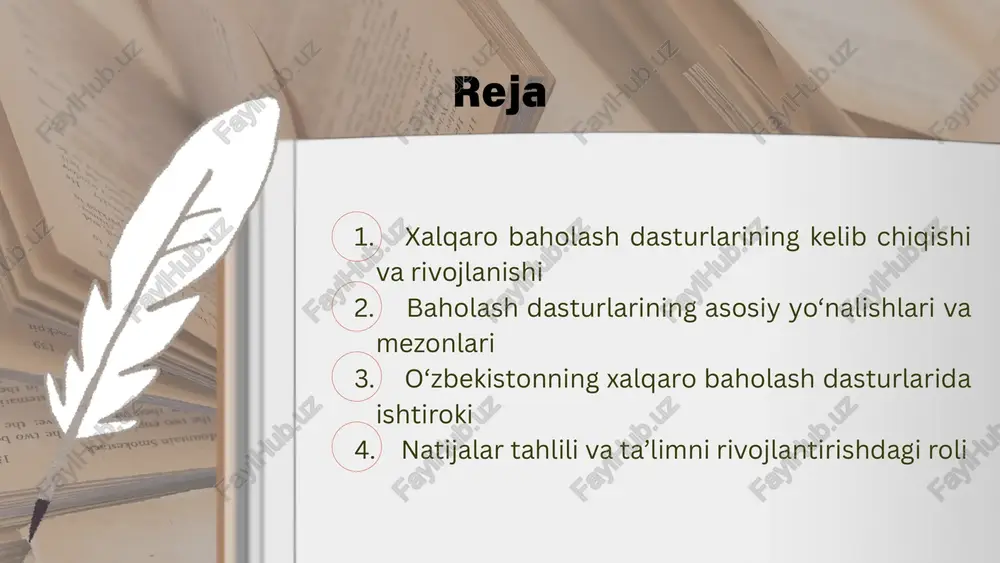 g o‘qish savodxonligi darajasini aniqlashda muhim ahamiyatga ega. pirls o‘z mohiyatiga ko‘ra, boshlang‘ich sinf o‘quvchilarining (4-sinf) matnni o‘qish, tushunish va undan samarali foydalanish ko‘nikmalarini xalqaro darajada baholashga xizmat qiladi. pirls dasturining asosiy maqsadlari boshlang‘ich ta’lim jarayonida o‘quvchilarning o‘qish savodxonligi darajasini o‘lchash; turli davlatlarda boshlang‘ich ta’lim sifatini solishtirish; o‘quvchilarning o‘qishga bo‘lgan munosabati va motivatsiyasini aniqlash; ota-ona, maktab muhitining o‘qish madaniyatiga ta’sirini o‘rganish; ta’lim tizimlari o‘rtasida eng yaxshi tajribalarni almashish uchun sharoit yaratish. pirls natijalari va ilg‘or davlatlar singapur rossiya irlandiya finlyandiya janubiy koreya ushbu mamlakatlarda o‘qish madaniyatiga e’tibor juda yuqori bo‘lib, bolalarning kitob o‘qishga qiziqishi, oilaviy muhitdagi o‘qish an’analari kuchli rivojlangan. icils — bu xalqaro kompyuter va axborot savodxonligi tadqiqoti (international computer and information literacy study) bo‘lib, u o‘quvchilarning kompyuter va axborot texnologiyalari bo‘yicha bilim va ko‘nikmalarini baholashga mo‘ljallangan xalqaro tadqiqotdir. ushbu tadqiqot orqali o‘quvchilar qanchalik yaxshi raqamli vositalardan foydalanishini, axborotni qanday izlash, tahlil qilish va samarali tarzda ishlatishini o‘rganadi. icils …