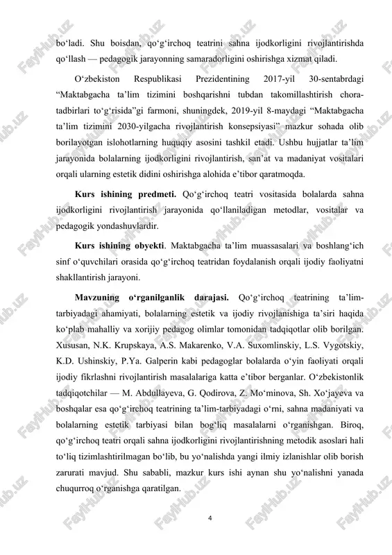 o‘g‘irchoq teatri qadimiy marosimlar, diniy udumlar va xalq bayramlari jarayonida shakllangan bo‘lib, dastlab marosimiy qo‘g‘irchoqlar, niqoblar va ramziy harakatlar orqali inson ruhiyati ifodalangan. qadimiy sharq xalqlarida, xususan, misr, hindiston, xitoy, gretsiya va markaziy osiyo hududlarida qo‘g‘irchoq teatrining dastlabki unsurlari miloddan avvalgi ming yilliklarda uchraydi. misrda qo‘g‘irchoqlar diniy marosimlarda, xudolarga atab o‘tkaziladigan tantanalarda ishlatilgan. hindistonda esa "katputli" nomi bilan mashhur bo‘lgan qo‘g‘irchoq o‘yinlari xalqning tarixiy voqealari, afsonalari va diniy rivoyatlarini ifodalashda muhim ahamiyat kasb etgan. xitoyda esa ip orqali harakatlantiriladigan qo‘g‘irchoq teatri san’ati ming yillik tarixga ega bo‘lib, u keyinchalik osiyoning boshqa mamlakatlariga ham tarqalgan. markaziy osiyo xalqlarining madaniy hayotida ham qo‘g‘irchoq teatri alohida o‘rin tutadi. xalq og‘zaki ijodi, dostonchilik, masxarabozlik va tomosha san’atlari bilan birgalikda qo‘g‘irchoq teatri xalqning badiiy tafakkurini, hayotiy kuzatuvlarini, yumor va kinoyali fikrlarini ifodalovchi vositaga aylangan. o‘zbek xalqining qadimiy madaniyatida “qo‘g‘irchoqboz” yoki “maskaraboz” deb atalgan ijodkorlar mavjud bo‘lgan. ular ko‘chma tomoshalar tashkil qilib, xalqni kuldirish, o‘ylantirish, ma’naviy …