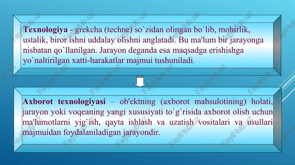 oimiy xotira tokdan uzilganda axborot o`chirib yuboriladi axborot saqlanadi axborotni o`zgartirish mumkinmi? o`qish va yozish (ram) faqat o`qish (rom) axborot uzatish tezligi yuqori past * * optik disklarni o`qish va yozish uchun moslama - diskovod 52x yumshoq magnit disklar uchun diskovod aylanish tezligi 300 ob/min ma`lumot uzatish tezligi 63 kb/sek diskovod cd-rw 52  32  52 o`qish cd-rom x 52 (52150 kb/sek) yozish cd-rw x 32gacha yozish cd-r x 52 gacha kombinatsion disk o`qish va yozish cd-rom, cd-r, cd-rw o`qish dvd-rom dvd-rw diskovod o`qish va yozish cd x 52 gacha yozish dvd-rw, dvd+rw x 8 gacha (8  9 150 kb/sek) yozish dvd-r, dvd+r x 18 gacha * ba`zi mashhur kiritish moslamalari: kompyuterga turli shakldagi axborot kiritish klaviaturada joylashgan tugmalar ko’magida amalga oshiriladi. aniq bir tugma yoki tugmalar birikmasining bosilishi aynan mos ikkilik kodining kiritilishiga olib keladi. bunga sabab shriftlovchi nomli mikrosxema ma’lum tugma bosilishida hosil bo’luvchi signalni ikkilik …