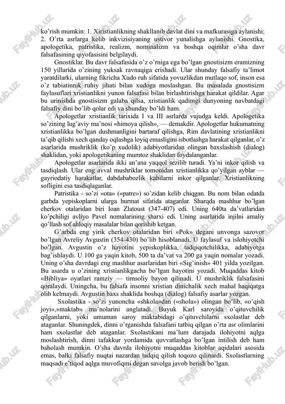 t to’g’risidagi ta’limoti uning dunyoqarashida markaziy o’rinlardan birini tashkil etadi. u faqat antik davr falsafasi — ontologiya va gnoseologiyaning klassigi bo’lib qolmay, mumtoz antik siyosiy nazariya va pedagogikaning bilimdoni ham bo’lgan. aflotun ijtimoiy-siyosiy masalalarga doir «davlat», «qonunlar», «siyosat» va «kritiy» nomli asarlar yozib qoldirgan. «davlat» asarida jamiyat haqida, uning ideal siyosiy tuzumi to’g’risidagi qarashlarini markaziy ta’limoti — g’oyalar nazariyasi bilan uzviy bog’liq holda ilgari surgan. uning fikricha, davlatning to’rtta shakli mavjud: teokratiya; oligarxiya; demokratiya; tiraniya. aflotunning ideal davlat tug’risidagi orzulari negizida adolat g’oyasi yotadi. aflotun aytganidek, jamiyat barcha a’zolarining odil jamiyatdagi qonunlarga buysunishi ijtimoiy taraqqiyotning asosiy garovidir. aflotunning shogirdi va safdoshi arastu (384 — 322 yillar) (asli — aristotel) qadimgi yunonistonning buyuk faylasufi, o’zining betakror, jahonni lol qoldirgan ilmiy merosi bilan mashhurdir. o’n yetti yoshida o’z ilmini oshirish maqsadida afinaga kelib, aflotun asos solgan akademiyaga o’qishga kirgan va 20 yil davomida (aflotunning o’limiga qadar) shu yerda tahsil olgan. arastu zabardast …