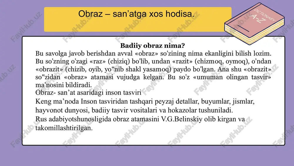 obraz – insonning adabiyotdagi umumlashma tasviri - Page 4