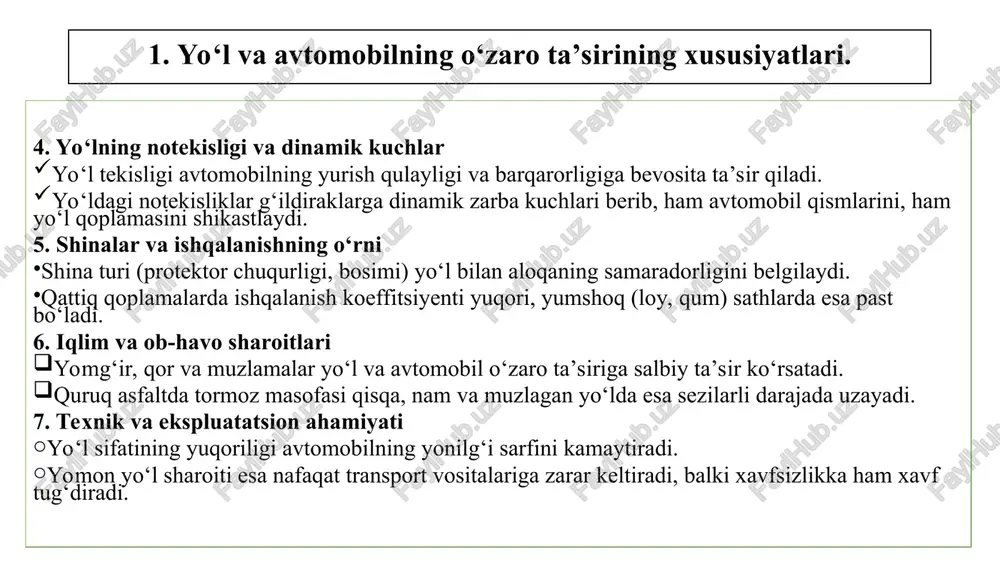 yo‘l va avtomobilning o‘zaro ta’sirining xususiyatlari - Page 4