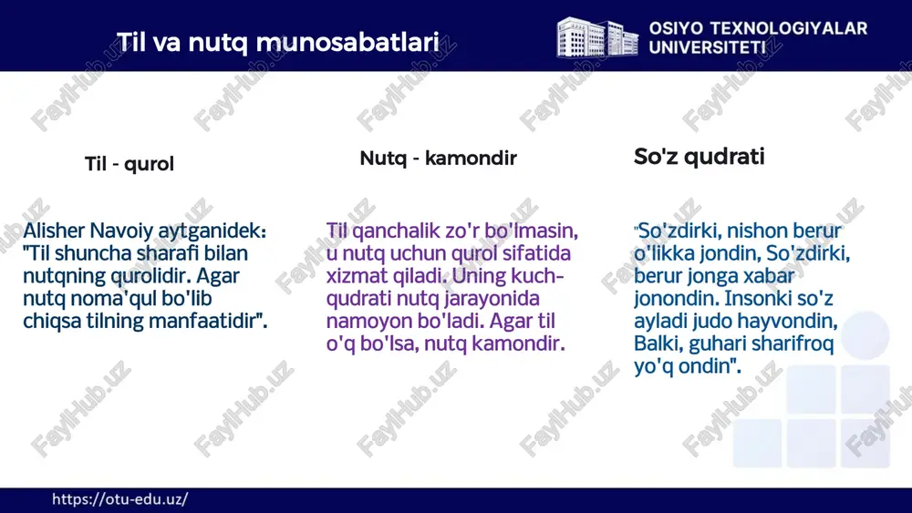 usiga mos keladigan rasmlar, o'yinchoqlar va boshqa ko'rgazmali qurollarni tayyorlash suhbatni o'tkazish bolalarning javoblarini diqqat bilan tinglash, ularni rag'batlantirish va yo'naltirish 12 suratlar bilan o'tkaziladigan mashg'ulotlarda bolalarni so'zlashuv nutqiga o'rgatish suratni ko'rsatish tarbiyachi mashg'ulotdan oldin suratni bolalarga ko'rsatmasdan, guruh xonasiga olib kiradi va uni doskaga teskari tomoni bilan osib qo'yadi. suratni ko'rib chiqish bolalarning suratni yaxshilab ko'rib olishlari uchun vaqt beriladi, so'ngra tarbiyachi unda tasvirlanganlar bo'yicha savollar bera boshlaydi. suhbat o'tkazish savollar bolalarning yosh va shaxsiy xususiyatlarini, dastur maqsadini hisobga olgan holda beriladi. 13 hikoya qilib berish turlari va metodlari qabul qilinishiga qarab aytiladigan hikoyalar bolaning hikoya paytida nimani ko'rayotganligi haqida hikoya xotira asosida hikoya qilish bola hikoya aytish paytida nimalarni qabul qilganligi haqida hikoya tasavvur asosida hikoya qilish o'ylab topilgan hikoya, ijod mahsuli hikoya – biror voqea, hodisani kengaytirib bayon qilishdir. hikoya tasviriy va syujetli bo'lishi mumkin. tasviriy hikoya – bu biror predmet yoki voqeaning o'ziga xos tomonlarini bayon …