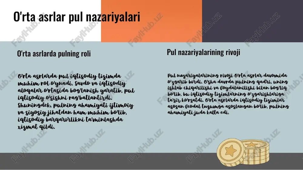 i. xalqaro moliya tizimidagi o'zgarishlar, jumladan valyuta kurslaridagi o'zgarishlar va global integratsiya jarayonlari, pul nazariyalarini yanada murakkablashtiradi. bu o'zgarishlar moliya siyosatining yangilanishini talab qiladi. ilova: kelajakdagi pul nazariyalariga oid prognozlar, raqamli valyutalar va yangi moliyaviy modellarning o'sishini o'z ichiga oladi. photo by alesia kazantceva on unsplash hozirgi pul nazariyalarining asosiy xususiyatlari hozirgi pul nazariyalari iqtisodiy rivojlanish va global bozor sharoitlariga moslashtirilgan. ular monetar siyosatni ishlab chiqishda, inflyatsiya va deflyatsiya muammolarini hal qilishda muhim rol o'ynaydi. pulning qiymati va taqsimoti iqtisodiy barqarorlikni ta'minlashda asosiy tamoyillar hisoblanadi. amaliy misollar sifatida, markaziy banklarning pul siyosati va 2008 yilgi moliyaviy inqiroz davridagi qarorlar keltirilishi mumkin. ko'plab davlatlar monetar kengaytirish siyosatini qo'lladi, bu esa iqtisodiy o'sishni tiklashga yordam berdi. hozirgi kunda dunyo miqyosida pul massasi o'sishi davom etmoqda. pul nazariyalarining rivojlanishi iqtisodiy muammolarni hal qilishdagi roli pul nazariyalarining ahamiyati iqtisodiyotda hozirgi pul nazariyalarining iqtisodiy o'sishga ta'siri hozirgi pul nazariyalari iqtisodiy o'sishga sezilarli ta'sir ko'rsatadi. ular …