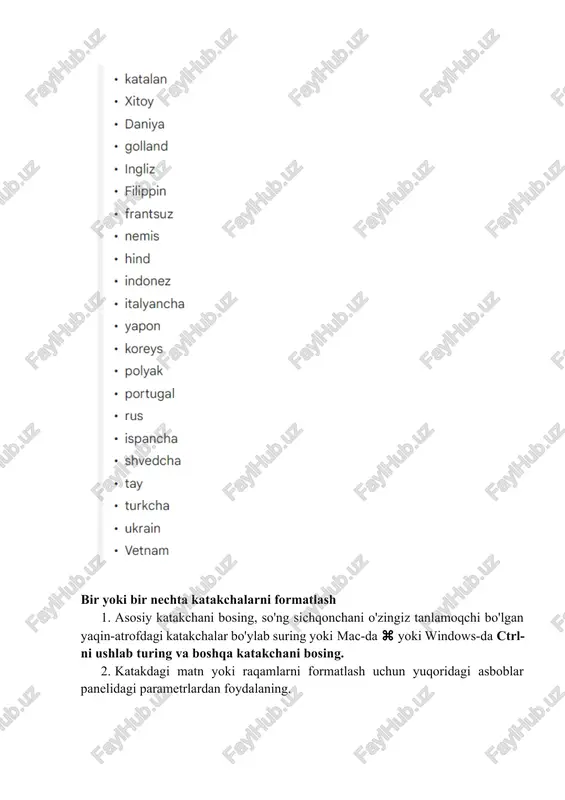 an kulgichni tanlang. · emoji uchun qidiruv soʻzlarini ham kiritishingiz mumkin. fikrlarga emoji reaktsiyalarini qo'shing 1. kompyuteringizda google doc ni oching . 2. o'zingiz munosabat bildirmoqchi bo'lgan fikrning ustiga kursorni olib boring. 3. emoji reaktsiyasini qo'shishni bosing . 4. variantni tanlang: · qo'shmoqchi bo'lgan kulgichni tanlang. · emoji uchun qidiruv soʻzlarini ham kiritishingiz mumkin. emoji reaktsiyalarini arxivlash yoki olib tashlash 1. emoji reaktsiyasini bosing. · reaksiyangizni olib tashlash uchun kulgichni yana bosing. · sovet: agar reaktsiyangizni olib tashlasangiz, u boshqa hamkorlarning reaktsiyalarini olib tashlamaydi. · reaksiyani arxivlash uchun qo‘shimcha variantlarni reshit . tugmasini bosing . · sovet: arxivlangan reaktsiyalarni ko'rish uchun yuqori o'ng burchakdagi sharhlar tugmasini bosing image4.png image5.png image6.png image7.png image8.png image9.png image10.png image11.png image12.png image13.png image14.png image15.png image16.png image17.png image18.png image19.png image20.png image21.png image22.png image23.png image24.png image25.png image26.png image27.png image28.png image29.png image1.png image2.png image3.png