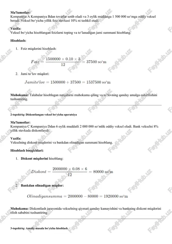 n.b., temirov f.t. moliyaviy hisob. darslik - «lnnovatsion rivojlanish nashriyot-matbaa uyi» 2021 yil. 374-bet. (ushbu kitob universitet armda pdf variantda mavjud). (ushbu kitob universitet armda pdf variantda mavjud) 3. bodie, a. kane, a. marcus. investments. −10th edition. mcgraw-hill. education, new york, 2014. tdiuni arimda pdf mavjud 4. arthur j. keown, john d. martin, j. william petty. foundations of finance: the logic and practice of financial management / 2020. tdiuni arimda pdf mavjud. qo‘shimcha adabiyotlar 1. abduvaxidov f.t., qo‘ziyev i.n., dadabayev sh.x. buxgalteriya hisobi darslik.- t.: “iqtisodiyot « -2019. 403-bet. (ushbu kitob universitet armda pdf variantda mavjud). (ushbu kitob universitet armda pdf variantda mavjud) 2. ergasheva sh., ibragimov a.k, rizaev n.k., ibragimova i.r. moliyaviy hisobotning xalqaro standartlari. o‘quv qo‘llanma.// -t.: “iqtisodiyot», 2019. -227 str. (ushbu kitob universitet armda pdf variantda mavjud). 3. xolbekov rasul olimovich. xalqaro buxgalteriya hisobi. innovatsion rivojlanish nashriyot-matbaa uyi. o‘quv qo‘llanma. 2021-yil. 110 bet. (ushbu kitob universitet armda …