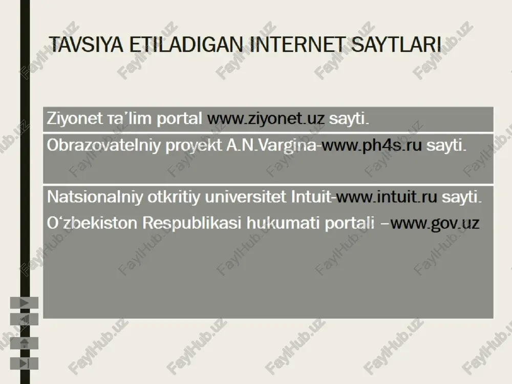 tavsiya etiladigan adabiyotlar va internet saytlari - Page 4