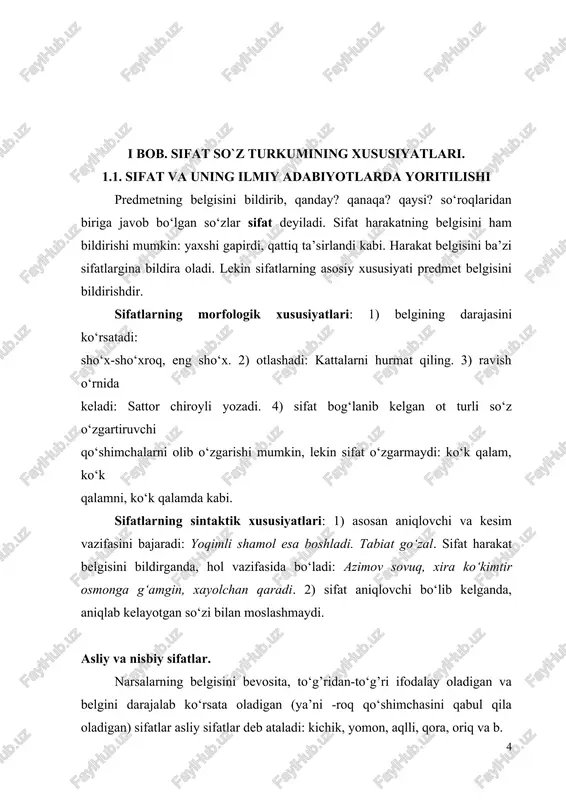 gining boshqa predmetdagi xuddi shunday belgiga nisbatan eng ko‘p ekanligini ifodalaydi. orttirma daraja quyidagi usullar yordamida hosil qilinadi: • morfologik usul: a) so‘zning birinchi bo‘g’ini ajratilib, unga keyingi bo‘g’indagi birinchi undosh qo‘shiladi-da, yopiq bo‘g’in hosil qilinadi va undan keyin to‘liq shakli takrorlanadi: dum-dumaloq, pak-pakana; b) so‘zning oldingi ikki tovushi ajratilib unga p, m tovushlaridan biri qo‘shiladi va undan keyin so‘zning o‘zi takrorlanadi: yap-yangi, ko‘m-ko‘k; v) so‘zning birinchi bo‘g’inidan keyin –ppa shakli qo‘shiladi: soppa-sog’, to‘ppa-to‘g’ri. • leksik usul: a) maxsus kuchaytiruvchi so‘zlar orqali ifodalanadi: eng kichik, hammadan chiroyli, zap g‘alati, beqiyos chiroyli, naqadar ulug‘vor, xo‘p bemaza, cheksiz quvonchli; b) so‘zlarni takrorlash vositasida: zo‘r-zo‘r (polvonlar), uzundan-uzun (kechalar), ne-ne (olimlar); v) turli so‘z birikmalari, iboralar yordamida: haddan ziyod chiroyli, misli ko‘rilmagan (qahromonlik), qo‘ling o‘rgilsin (jonon). • leksik semantik usul. bunda belgi bildiruvchi so‘zlar oldidan yoki ular o‘rniga boshqa turkumdagi so‘zlar qo‘llanadi: zahar (garmdori), olov (bola); • fonetik usul: a) unlilar cho‘zib aytiladi: tooza, …