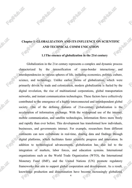 ity, and the risk of marginalizing non-dominant languages and communities. in the field of science and technology, the dominance of english as the lingua franca can limit the participation of non-english-speaking researchers and create barriers to the equitable distribution of knowledge. therefore, while globalization facilitates communication and collaboration, it also underscores the need for effective and inclusive translation practices. in conclusion, the essence of globalization in the 21st century lies in its ability to connect people and systems at an unprecedented scale and speed. it has reshaped how knowledge is produced, shared, and consumed across the globe. understanding this global context is essential for analyzing the evolving role of scientific and technical translation, which serves as a bridge between linguistic communities in an increasingly interconnected world. globalization has transformed the landscape of scientific and technical communication, dramatically increasing the demand for high-quality translation in these fields. as research and innovation …