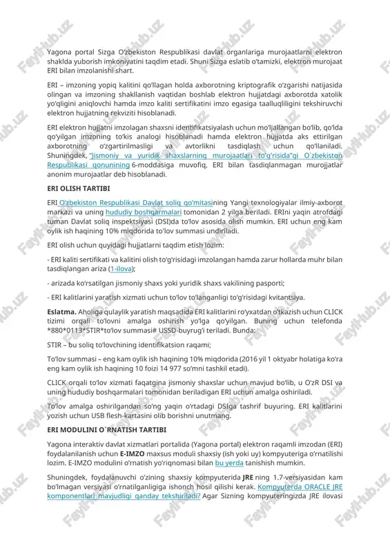 rivojlanishi milliy ishlab chiqaruvchilarimizga yangi bozorlar ochish, yangi mijozlar topish imkoniyatlarini yaratadi. elektron tijoratni rivojlantirish bo’yicha tanlangan va amaldagi yo’ldan to’g’ri borish, kelajakda o’zbekiston iqtisodiyotini jahon bozorining yetakchi vakillaridan biriga aylantiradi. o’zbekistonda elektron tijorat bo’yicha mavjud muammolarni hal qilishning to’g’ri yo’li tanlanganligi xalq farovonligida, jamiyatimizning taraqqiy topishida, iqtisodiy rivojlanishimizda o’z aksini topadi. elektron tijoratning o’ziga xos qulayliklari va ustunliklari mavjud: · xalqaro operatsiyalarda axborot olish tezligi oshadi; · ishlab chiqarish va sotish davri qisqaradi; · arzon kommunikatsion vositalardan foydalanish evaziga axborot almashish xarajatlari kamayadi. elektron tijorat tushunchasi. elektron tijorat faoliyati o’zbekiston respublikasining “elektron tijorat to’g’risida”gi 2004 yil 29 apreldagi 613-ii son qonuni bilan belgilanadi va amalga oshiriladi. elektron tijorat internet tarmog’idagi tijorat sohasiga oid faollikni, unda oldi-sotdini amalga oshirilishini ifodalash uchun qo’llaniladi. u kompyuter tarmog’idan foydalangan holda xarid qilish, sotish, servis xizmatini ko’rsatishni amalga oshirish, marketing tadbirlarini o’tkazish imkoniyatini ta'minlaydi. elektron tijoratning an'anaviy savdo turlaridan farqi.elektron tijoratning an'anaviy savdo turidan …