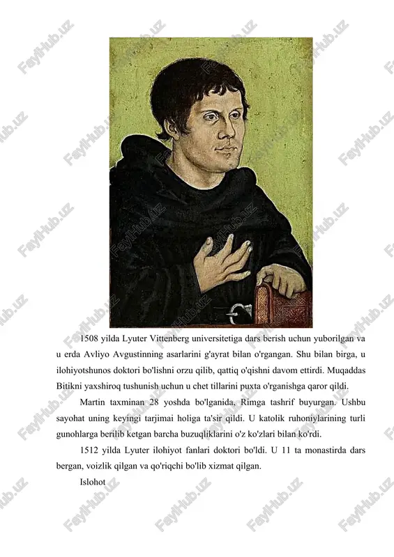 larga salbiy munosabatda bo'lishni boshladi. vaqt o'tishi bilan u "yahudiylar va ularning yolg'onlari to'g'risida" va "stol suhbatlari" kabi kitoblarini nashr etdi, u erda yahudiylarni tanqid qildi. shu bilan birga, islohotchi ibodatxonalarni yo'q qilishga chaqirdi. qizig'i shundaki, martinning bunday murojaatlari gitler va uning tarafdorlari orasida xushyoqishni uyg'otdi, ular siz bilasiz, ayniqsa yahudiylardan jirkanch edi. natsistlar hatto taniqli kristallnachtni ham lyuterning tug'ilgan kunini nishonlashdi. shahsiy hayot 1525 yilda 42 yoshli erkak katarina fon bora ismli sobiq rohibaga uylandi. uning tanlaganidan 16 yosh katta bo'lganligi qiziq. ushbu ittifoqda er-xotinning 6 farzandi bor edi. juftlik tashlandiq avgustin monastirida yashagan. ular bor narsalariga mamnun bo'lib, kamtarona hayot kechirishdi. yordamga muhtoj odamlar uchun ularning uylari eshiklari har doim ochiq edi. o'lim lyuter kunlarining oxiriga qadar va'z o'qish va yozishga vaqt ajratdi. vaqt etishmasligi tufayli u tez-tez ovqat va uyquni unutib qo'ydi, bu oxir-oqibat o'zini his qildi. hayotining so'nggi yillarida islohotchi surunkali kasalliklarga duch keldi. martin lyuter …