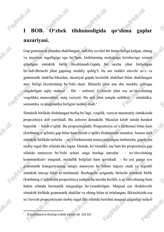 k birlik bo‘lib, tuzilish jihatidan sodda gaplarga o‘xshash bo‘lgan ikki yoki undan ortiq komponentning mazmun va intonatsiya bilan yaxlitlanishi natijasida tuziladigan sintaktik birlik hisoblanadi. masalan, kim nima desa-desin, ammo hali-yam shomurod akam xayolimdan ketmaydi. (o‘tkir hoshimov) qoʻshma gap — tuzilishiga koʻra sodda gapga oʻxshash ikki va undan ortiq predikativ birlikning intonatsiya va mazmun jihatidan bir butunlik hosil etishi bilan yuzaga keluvchi gap. gapning struktural jihatdan alohida bir turi. qoʻshma gap tuzilishi va qurilish materialiga koʻra sodda gapdan farq qiladi. sodda gapning qurilish materiali soʻz yoki soʻz birikmalari boʻlsa. qoʻshma gapning qurilish materiali sodda gaplardir. sodda gap bitta predikativ asosdan, qoʻshma gap esa ikki va undan ortiq predikativ asosdan tashkil topadi. bir qancha turkiy tillarda, jumladan, oʻzbek tilida, qoʻshma gaplar qanday mazmun munosabatlarini ifodalashi, grammatik belgilari, tuzilishi va intonatsiyasiga koʻra 3 asosiy turga boʻlinadi: bogʻlangan qoʻshma gap, ergashgan qoʻshma gap, bog‘lovchisiz qoʻshma gap. til taraqqiyotining turli davrlarida tilshunoslikda mavjud bo’lgan an’anaviy, …