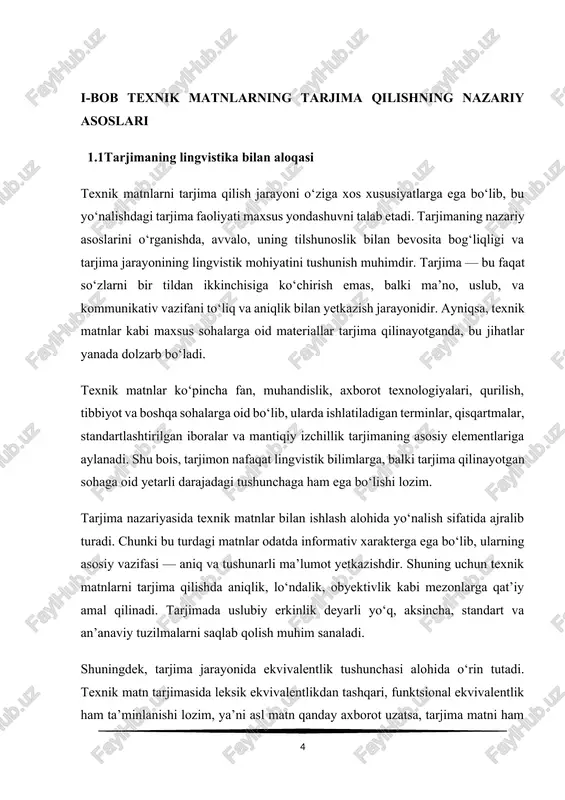 hujjatlar, patentlar, sertifikatlar, texnologik tavsiflar kabi hujjatlar ma’lumotni noto‘g‘ri tushunishga yo‘l qo‘ymasligi uchun yuqori darajadagi aniqlikni talab qiladi. bu esa tarjima jarayonida maxsus yondashuv va metodlarni qo‘llash zaruratini keltirib chiqaradi. nazariy jihatdan qaralganda, texnik tarjimalar denotativ va referensial ma’noga tayanadi, ya’ni so‘zlarning konnotativ (emotsional) emas, balki aniq va faktik ma’nosi ustuvor ahamiyatga ega bo‘ladi. bunday hollarda sinonimiyaga va uslubiy erkinlikka yo‘l qo‘yilmaydi — har bir termin aniq ekvivalentga ega bo‘lishi kerak. shu sababli texnik tarjimonlar maxsus atamalar lug‘atlari, xalqaro standartlar va terminologik ma’lumotnomalardan faol foydalanadi. yana bir muhim jihat — bu tarjimada interfeys tillari, grafikalar, chizmalar va texnik belgilarni to‘g‘ri o‘qish va ularga mos tarjima topa bilishdir. masalan, muhandislik chizmalaridagi qisqartmalar yoki qurilma komponentlari nomlari turli tillarda bir xil bo‘lmasligi mumkin. tarjimon bu kabi tafovutlarni hisobga olib, kontekstual moslikni ta’minlashi lozim. texnik matnlarni tarjima qilishda uslubiy ixchamlik, aniq grammatik qurilishlar, zamon va rod uslubining soddaligi saqlanadi. tarjimon matnni ortiqcha badiiylikka …
