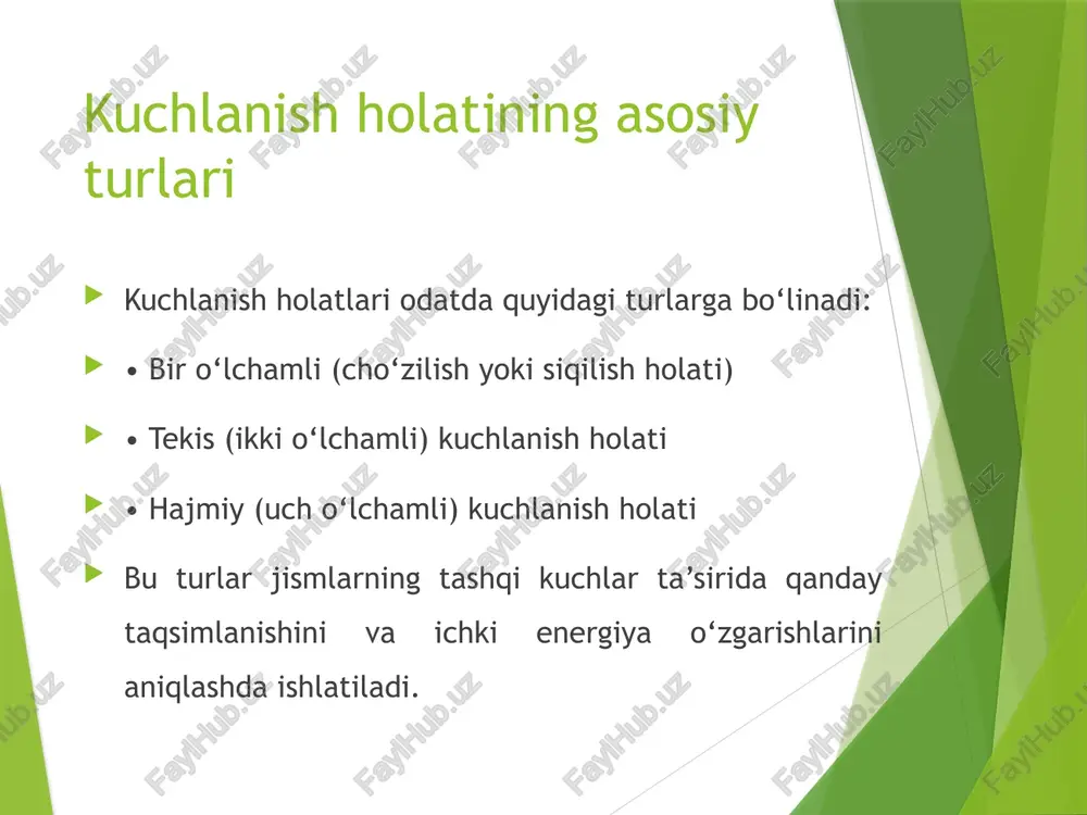 deformatsiyalanuvchi jism nuqtalaridagi umumlashgan hajmiy kuchlanish holati - Page 4