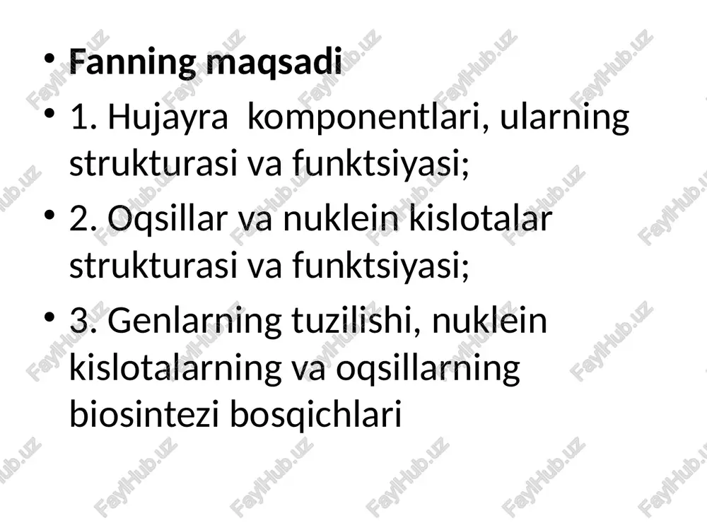 nobel olishgan. mana shu kashfiyot ayni vaqtda, olimlar oldida ko’p asrlar davomida yechilmas jumboq bo’lib kelgan irsiy belgilar qanday saqlanadi va avloddan-avlodga qanday o’tadi, degan savolni ham hal qilish imkoniyatini berdi. shu bilan birga jonli tabiatning kelib chiqishi va evolyutsiyasini, hayotning mohiyati va qonuniyatlarini tadqiq etishning yangi yo’llari, eksperiment turlari, ta’rif etish tili dunyoga keldi. 2-rasm. francis harry compton crick (8 june 1916 – 28 july 2004) 1-rasm. james dewey watson (born april 6, 1928) organizmlar hayotining fundamental tushunchasi bo’lgan irsiyat va o’zgaruvchanlikning qisqa davr ichida hayratda qoldiradigan darajada sodda, ammo chuqur mantiqi hal bo’lishi, genetik axborot bilan uning fenotipik ifodasi, ya’ni organizmning barcha belgilari yig’indisi orasidagi eng qorong’i va chigal muammoning yechilishi, dnk molekulasining qo’sh spiralida tayinlangan ekan. hamma gap shundaki, dnk molekulasida organizmlarning irsiy belgilarini ifodalaydigan axborot maxsus kimyoviy tilda kod belgilari bilan shifrlangan. mana shu shifr asosida hujayrada minglab maxsus oqsil molekulalari sintezlanadi. har bir oqsil molekulasini …