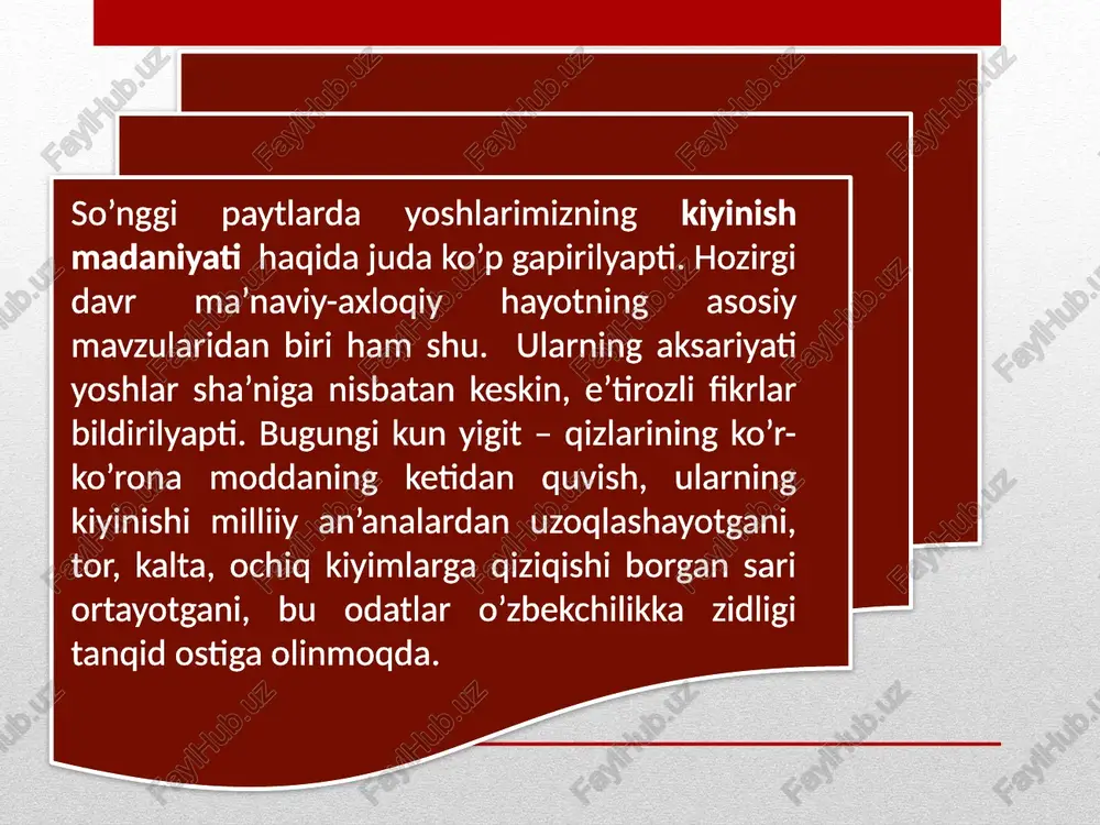 etishi va boshqa sabablarga ko‘ra sirtlarga har xil shpaklovkalar surtilib, yoriqlar, tirqishlar, o‘ydimchuqurliklar, teshiklar to‘ldiriladi va tekislanadi. sirtlarni qirish qirgich yordamida bajariladi (44-rasm). qirish yog‘och tolalarining o‘sish yo‘nalishi bo‘yicha olib boriladi. aks holda qirgich yog‘och tolalarini ko‘chirib chiqaradi va sirtning silliqligini buzadi. plyonka va list ko’rinishidagi pardozlash materialari. reja: 1. polimerli plyonkalar va ularning turlari.smola shmdirilgan qog’oz asosli pardozlash materialari 2. qisman polikondensastiyalangan smola shimdirilgan qog’oz asosli plyonkalar.. 3. lok-bo’yoq materiallar va parda qatlamlarning klassifikasiyasi hamda belgilanishi. bo‘yoqlar suvda, spirt yoki moyda eriydigan va yog‘ochning tabiiy gulini yo‘qotmagan holda rang berish xususiyatiga ega bo‘lgan moddalardir. bo‘yoqlar o‘simlik bo‘yog‘i va sun’iy bo‘yoqlarga bo‘linadi. o‘simlik bo‘yoqlari ayrim daraxt va o‘simliklardan olinadi. sariq bo‘yoq (rang) – zanjabildan, qora bo‘yoq – zirkdan, jigarrang – olma daraxti po‘stlog‘idan, ko‘k rang – bug‘doydan olinadi. sun’iy bo‘yoqlar toshko‘mirni qayta ishlash natijasida oqsil bo‘lgan mahsulotlardan olinadi. ular yog‘ochning tabiiy go‘zalligini va dekorativ ko‘rinishini oshirishga imkon beradi. loklar tiniq …