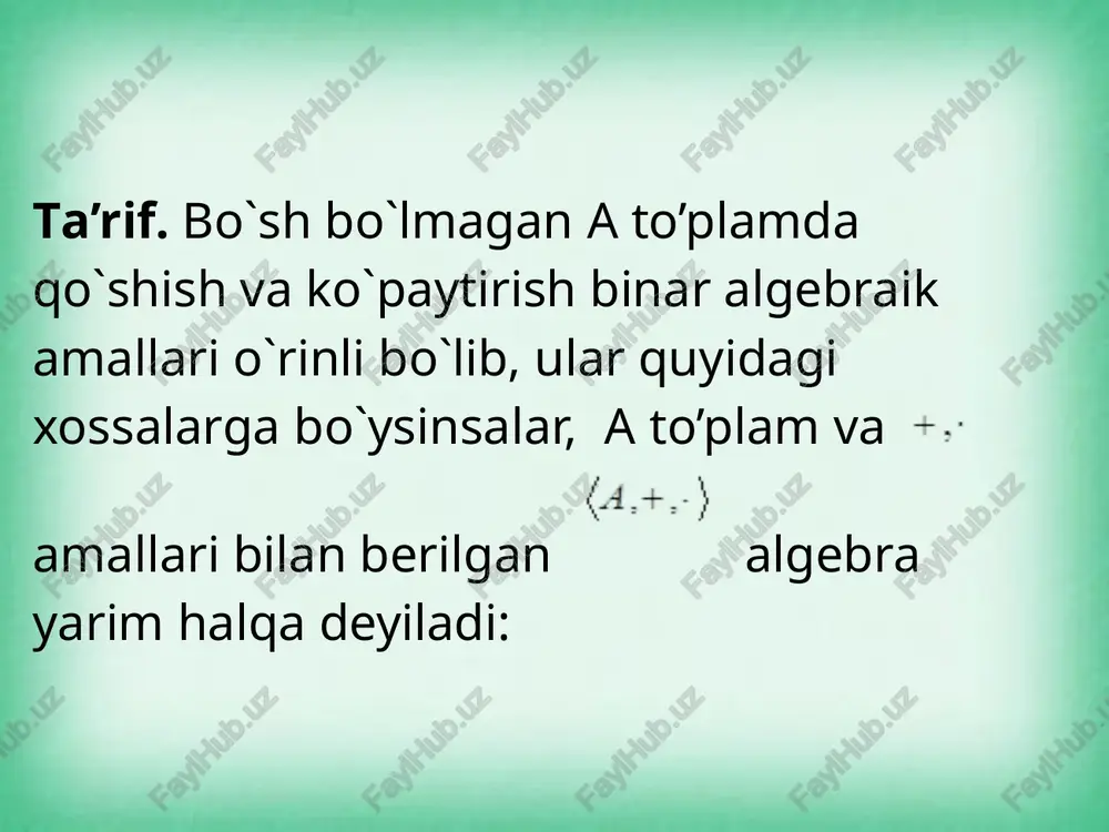 algebraik operatsiya tushunchasi va uning xossalari - Page 4