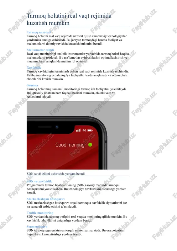 n, bulutli xizmatlarni tezda ishga tushirish sdn orqali amalga oshiriladi. sdn tarmoqni boshqarish xarajatlarini kamaytiradi sdn asoslari sdn (software defined networking) tarmoq boshqaruvini dasturiy ta'minot orqali amalga oshirishni ta'minlaydi. bu yondashuv tarmoq resurslarini samarali ishlatishda muhim ahamiyatga ega. xarajatlarni kamaytirish sdn texnologiyalari yordamida tarmoqni boshqarish jarayoni soddalashtiriladi. bu esa xarajatlarni kamaytirishga olib keladi. raqobatbardoshlik tarmoqni boshqarishda xarajatlarni qisqartirish kompaniyalarni raqobatbardosh qiladi. tizim samaradorligini oshirish orqali foyda ko'rish imkoniyati mavjud. kelajakdagi istiqbollar sdn tarmoqlar uchun yangi imkoniyatlar yaratmoqda. bu, o'z navbatida, innovatsion yechimlar va xizmatlarning rivojlanishiga hissa qo'shadi. sdn orqali tarmoqni oson o'zgartirish mumkin sdn asoslari sdn (software-defined networking) tarmoq arxitekturasini yangilovchi texnologiyadir. u tarmoqni dasturiy vositalar orqali boshqarish imkonini beradi. oson boshqarish sdn orqali tarmoqni o'zgartirish jarayoni juda osonlashadi. dasturiy ta'minot yordamida tarmoq parametrlarini tezda o'zgartirish mumkin. moslashuvchanlik sdn tarmoqni tezkor moslashtirishni ta'minlaydi. bu tarmoqning ehtiyojlariga mos keladigan optimallashtirish imkonini beradi. samardorlik sdn tarmoq boshqaruvini markazlashtiradi. bu esa resurslardan samarali …