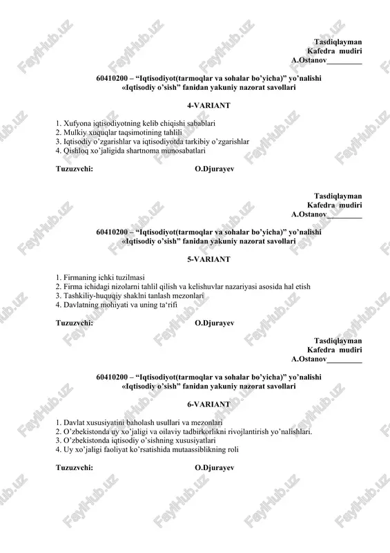 iqtisodiy o'sish fanidan yakuniy nazorat savollari - Page 4