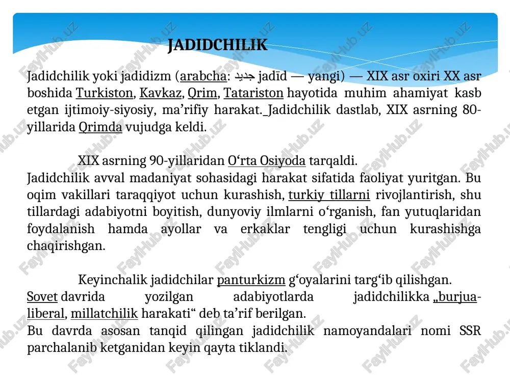 a jadallashtirish, ziyoli va ijodkorlarni birlashtirishga daxldor tashabbuslari qatorida “jadid” gazetasini ta’sis etish g‘oyasini qo‘llab-quvvatladi hamda ushbu nashrni yangi yilning birinchi kunida chop etish taklifini ilgari surdi. “jadid” gazetasi – birlashmoq davrining minbari jadidchilik harakati haqida hikoya qiluvchi “armon” filmi taqdimoti o‘tkazildi. “armon” filmi jadidchilikka asos solinish tarixi, uning namoyondalari taqdiri, 1917-yil siyosiy voqealarining islohotchilar harakatiga ta’siri, shuningdek jadidlarning o‘zbekiston tarixida qoldirgan izi haqida haqida hikoya qiladi. bundan tashqari, film gender tenglik masalalariga e’tibor qaratadi va markaziy osiyoning boshqa davlatlaridagi taraqqiyparvarlar harakatlariga ham to‘xtaladi. kartinada bosh rollarni o‘zbekiston va boshqa mamlakatlarning taniqli shaxslari, xususan erkin bozorov, said-abdulaziz yusupov, manija hamda askar ilyasovlar ijro etgan. filmni suratga olish ishlari o‘zbekiston, rossiya va turkiya davlatlarida bo‘lib o‘tdi. loyiha ustida 2 yil davomida ishlandi. «jadidlar g‘oyalari yangi o‘zbekistonni barpo etish strategiyasi bilan hamohang» — prezidentimiz shavkat mirziyoyev mamlakat o‘z taraqqiyotining yangi, yuksak bosqichiga kirayotgan hozirgi paytda bizga jadid bobolarimiz kabi g‘arb ilm-fan yutuqlari …