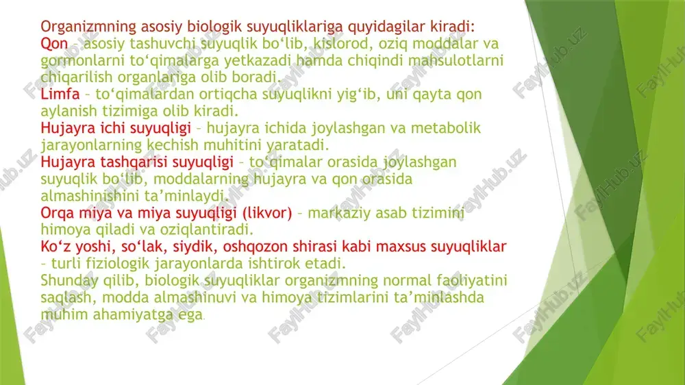 organizmning biologik suyuqliklari va ularning turlari - Page 4
