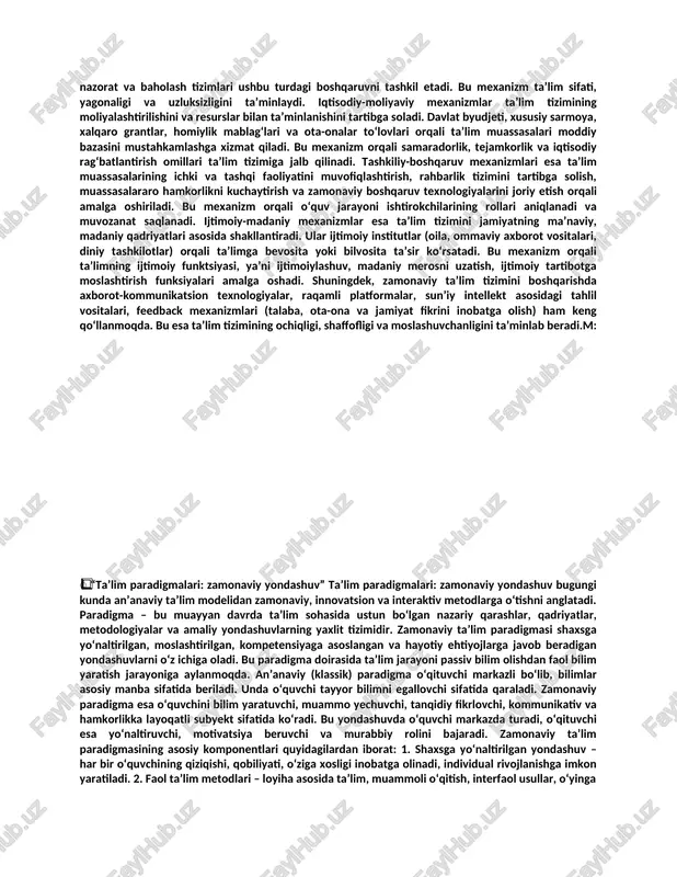 siyosat, din bilan uzviy aloqada faoliyat yuritadi va ularning ijtimoiy ehtiyojlarini qondirishga xizmat qiladi. taʼlim tizimi ijtimoiy institut sifatida nafaqat individni ijtimoiylashtirish, balki butun jamiyatni barqarorlashtirish, yangilash va rivojlantirish funksiyalarini ham bajaradi. u shaxsning ijtimoiy hayotga moslashuvini taʼminlovchi asosiy mexanizm bo‘lib, muayyan ijtimoiy qadriyatlar, meʼyorlar, urf-odatlar va madaniy namunalarni singdirish orqali ijtimoiy tartibotning uzluksizligini kafolatlaydi. taʼlim institut sifatida mehnat bozorining ehtiyojlarini hisobga olib, kasb va mutaxassisliklar bo‘yicha zarur bo‘lgan bilim, ko‘nikma va malakalarni shakllantiradi. shu jihatdan taʼlim ijtimoiy institutlarning funksional uyg‘unligini taʼminlovchi bog‘lovchi bo‘g‘in sifatida ham xizmat qiladi. unda rasmiy (institutsional) va norasmiy (informal) taʼlim shakllari o‘zaro uyg‘unlashadi. rasmiy taʼlim davlat tomonidan nazorat qilinadigan maktab, litsey, kollej, oliy o‘quv yurtlarida olib borilsa, norasmiy taʼlim oilada, ommaviy axborot vositalari, internet va kundalik hayotiy tajriba orqali amalga oshadi. har ikki shakl ham ijtimoiy institut sifatida taʼlim tizimining samaradorligini oshirishda muhim rol o‘ynaydi. shuningdek, taʼlim tizimi davlat siyosati, iqtisodiy taraqqiyot va madaniy rivojlanishning …