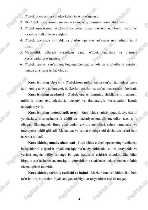 mavzular musiqaviy asarlar vositasida aks ettirildi. operalar orqali milliy o‘zlikni anglash, madaniy merosni sahnada namoyon etish, yosh avlodni estetik ruhda tarbiyalash imkoniyati kengaydi. mustaqillik davrida o‘zbek operasi yangi mazmun va shakllar bilan boyidi. milliy va jahon opera san’ati tajribalari asosida yaratilgan asarlar san’at ixlosmandlari e’tiborini tortmoqda. hozirgi davrda o‘zbek operasi o‘z ijodkorlari, sahna ijrochilari va kompozitorlari bilan xalqaro miqyosda tanilib bormoqda. operada zamonaviy texnologiyalar, sahna dekorlari va interaktiv yechimlar qo‘llanilishi uni bugungi madaniy hayotning muhim bo‘g‘iniga aylantirmoqda. o‘zbek operasi vujudga kelishida xalq og‘zaki ijodi, ayniqsa dostonchilik va maqom san’ati muhim manba bo‘lib xizmat qilgan. o‘zbek xalqining ko‘p asrlik musiqiy merosi, xususan, "shashmaqom" tizimi, lirik xalq qo‘shiqlari va an’anaviy ashulalar opera janrining asosiy g‘oyaviy-musical negizini tashkil qilgan. shu bois o‘zbek operasi o‘ziga xos milliy ohanglar, dramatik tuzilma va musiqiy ifoda vositalari bilan ajralib turadi. birinchi o‘zbek operalarining yaratilishida rus musiqa maktabi va sovet pedagogikasining ta’siri kuchli bo‘lgan. ammo bu jarayonlarda o‘zbek …