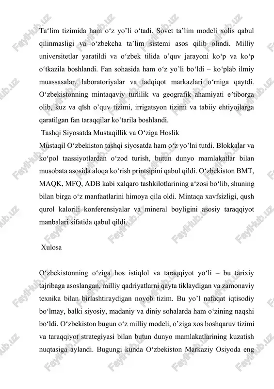 o'zbekistonning o'ziga hos istiqlol va taraqqiyot yo'li - Page 4