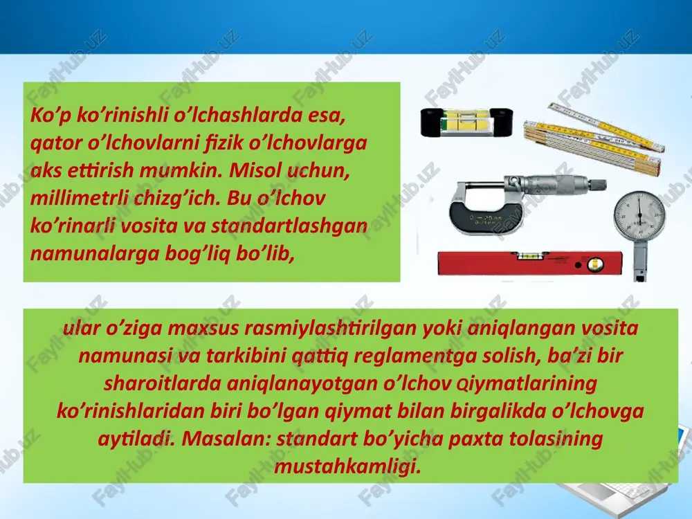 o’lchash vositalari va ularning asosiy metrologik tavsiflari. o'lchash vositalari va turlari - Page 4