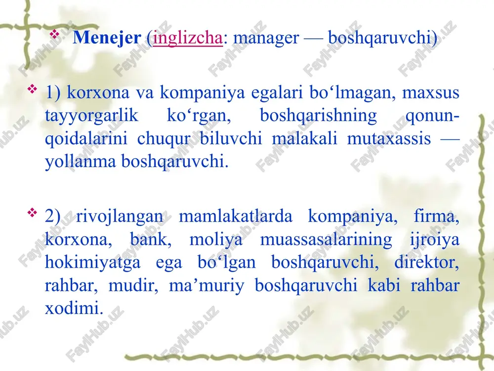 i boshqarish uchun quyidagi asosiy jihatlar muhim ahamiyatga ega: 1. rejalashtirish • maqsadlarni belgilash: ta'lim tizimining qisqa va uzoq muddatli maqsadlarini aniqlash. • strategiyalar ishlab chiqish: ta'lim sifatini oshirish va o'quvchilarning bilim darajasini ko'tarish uchun strategiyalarni ishlab chiqish. 2. kadrlar tayyorlash • o'qituvchilarni malakasini oshirish: o'qituvchilarni yangi pedagogik usullar va texnologiyalar bilan tanishtirish. • kasbiy rivojlanish: o'qituvchilar uchun seminarlar, treninglar va kurslar tashkil etish. 3. monitoring va baholash • o'quv jarayonini nazorat qilish: talabalar(o'quvchilar)ning muvaffaqiyatlarini va ta'lim muassasalarining ishlashini doimiy ravishda monitoring qilish. • natijalarni baholash: talabalar(o'quvchilar)ning bilim darajasini baholash va ta'lim dasturlarining samaradorligini o'lchash. 4. resurslarni boshqarish • moliyaviy resurslar: ta'lim muassasalarining moliyaviy manbalarini samarali boshqarish. • moddiy-texnik baza: ta'lim muassasalarining infratuzilmasini rivojlantirish va yangilash. 5. innovatsiyalar joriy etish • zamonaviy texnologiyalar: onlayn ta'lim platformalari, interaktiv ta'lim vositalari va boshqa innovatsion yechimlarni joriy etish. • pedagogik innovatsiyalar: o'qitish metodologiyasini yangilash va diversifikatsiya qilish. 6. hamkorlik va jamoatchilik ishtiroki • …