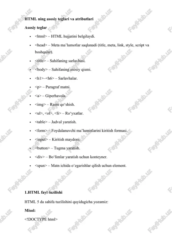 html hujjat tuzilishi - Page 4