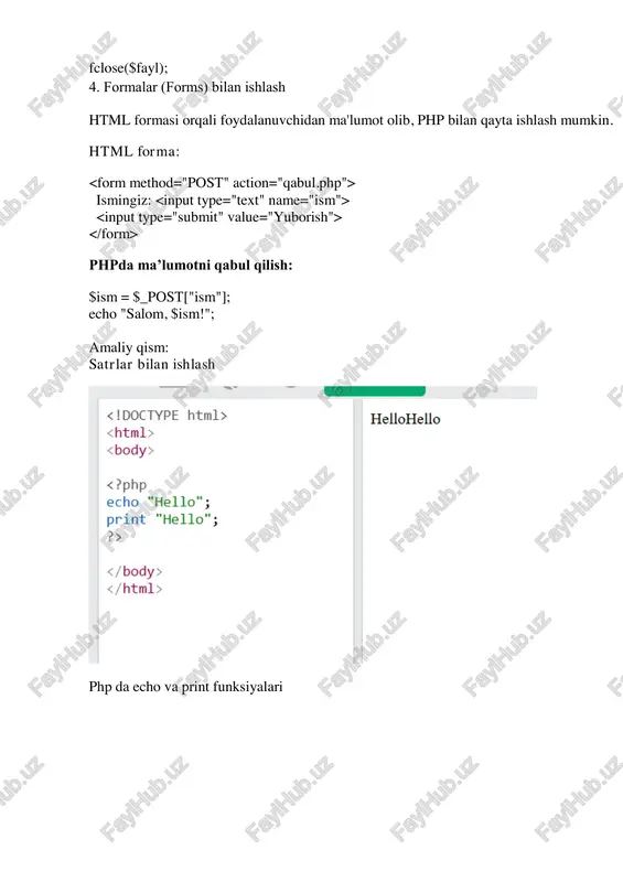phpda satrlar, massivlar, fayllar va formalar bilan ishlash - Page 4