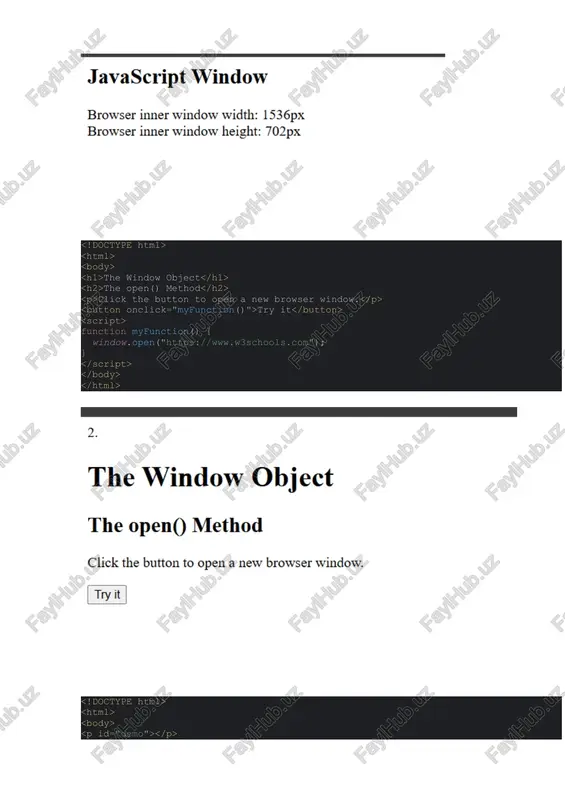 javascript brauzer va veb-hujjat ob’ektlari modeli bilan ishlash (bom, dom) - Page 4