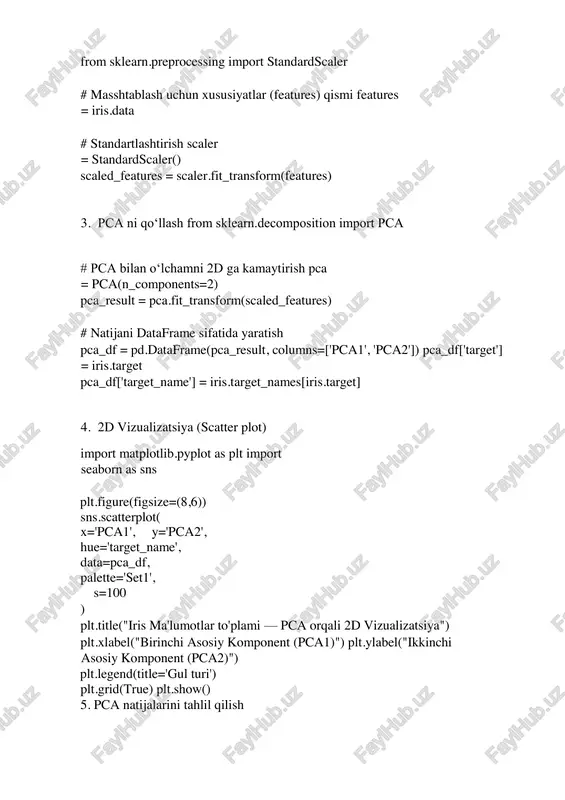 iris ma'lumotlar to'plamini vizualizatsiya qilish uchun pca - Page 4