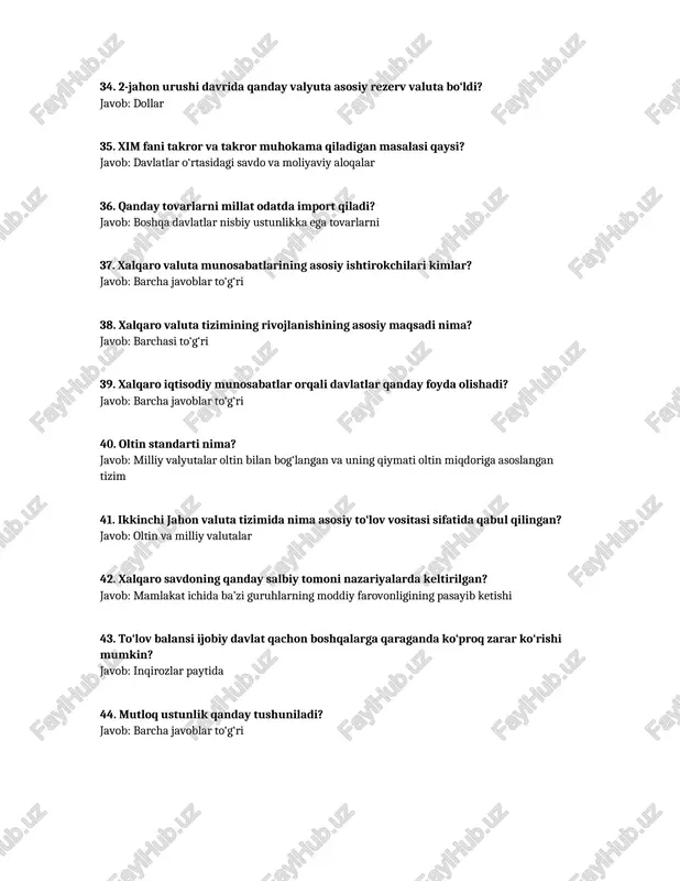 xalqaro iqtisodiy munosabatlar – test savollari va javoblari - Page 4