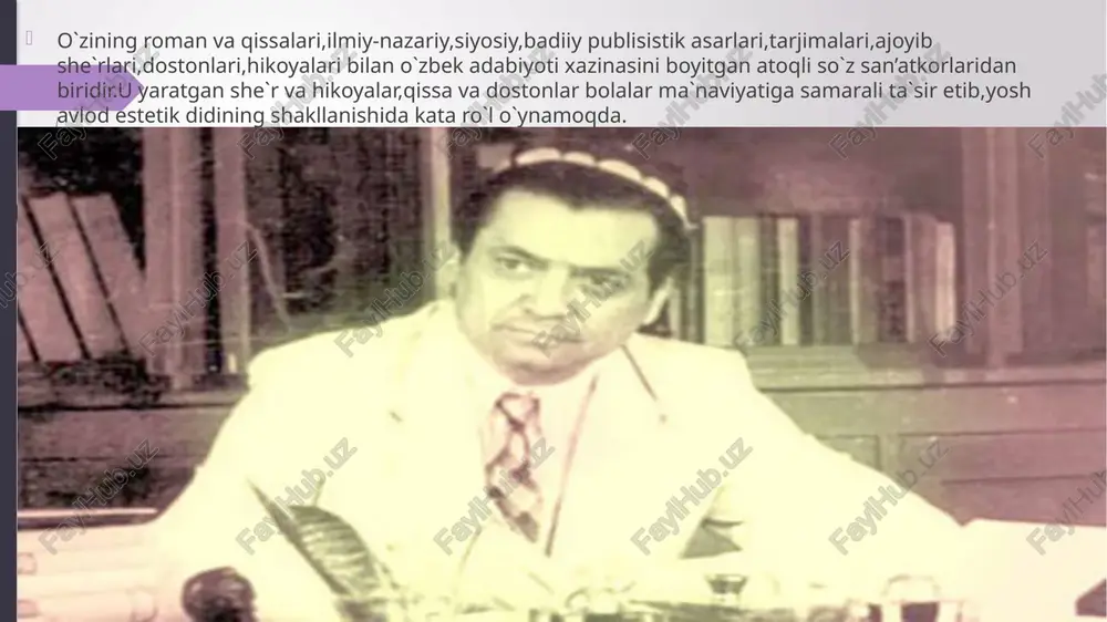 y “yo`l-yo`l”handalakni chiqarib beradi. qissadan olingan kichkinagina lavhadayoq biz o'zimizni birdaniga yozuvchi bolaligi kechgan davrga tushib qolgandek his qilamiz. ko'z oldimizda xx asrning boshlaridagi ko'hna toshkentning g'ala-g'ovur ko'chalari namoyon bo'ladi. qissaning bayon tarzidajurnalistlar qo'llaydigan reportaj usulidan foydalanilgani ham o'quvchining diqqatini tortadi.yosh musoning “ariq labidan bir parch a loy olib «poq-poq» o'ynab o'tirishidan ham kunlarning ancha isib qolgani bilinadi .endi musoning o'rtog'i a'zamga e'tibor beraylik. garchi uning qo'lida sherigining og'zidan suvini oqizgan bir tilim handalak bo'lsa-da, hozirgi holati juda unchalik yaxshi emasligi aniq. biz buni a'zamning «uyidan otilib chiqqan»i, «ko 'zlari allanechuk besaranjom» ekanidan sezamiz. demak, bu bir tilim handalak unga osonlikcha tekkan emas. yo handalak talashib uni holijoniga qo'ymagan ukasidan qochib yuribdi yoki bu tansiq ne'matni uydagilarga bildirmay olib chiqqan. shu o'rinda a'zam ham xuddi muso singari bola, bolaning esa, dadaqo'zi ota aytganidek, «ko'ngli poshsho» ekanini nazardan qochirmaylik. qarang, qo'lidagi narsaga o'rtog'ining havasi kelayotganini bilgan a'zam darrov o'z holini unutadi-da, …