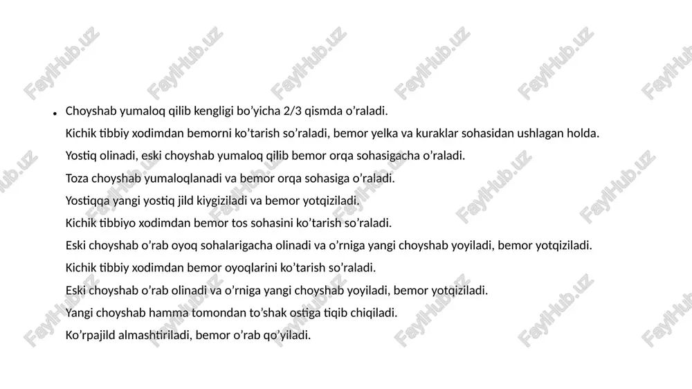 og‘ir axvoldagi bemorlarning o‘rin ko'rpalarini alishtirish - Page 4