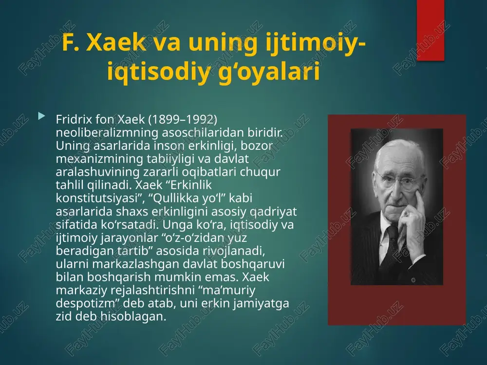 tisodiy tartibni yaratishga qaratilgan. monetarizm konsepsiyasi va uning asosiy qoidalari monetarizm ta’limoti 1950–1960-yillarda keynschilikka qarshi nazariya sifatida paydo bo‘ldi. uning asoschisi — amerikalik iqtisodchi milton fridmen (1912–2006) bo‘lib, u iqtisodiy jarayonlarda pulning roli markaziy o‘rin tutishini isbotlab berdi. fridmen fikriga ko‘ra, iqtisodiyotning barqarorligi davlat aralashuvida emas, balki pul massasining oqilona boshqarilishida. monetarizmning mohiyati shundaki, iqtisodiy o‘sish va inflyatsiya pul miqdorining o‘zgarishiga bevosita bog‘liq. bozor tabiatan o‘zini-o‘zi tartiblash xususiyatiga ega, davlat aralashuvi esa bu muvozanatni buzadi. shu sababli monetaristlar davlat iqtisodiyotga kamroq aralashib, faqat pul muomalasini nazorat qilish bilan cheklanishini tavsiya etadilar. fridmen “pul miqdori barqaror o‘sib borsa, iqtisodiyotda uzoq muddatli barqarorlik ta’minlanadi” degan g‘oyani ilgari surgan. u keynschilarning davlat xarajatlarini oshirish orqali talabni rag‘batlantirish usulini tanqid qilib, bu inflyatsiyani kuchaytiradi, deb hisoblagan. monetaristlar bozorni mustaqil mexanizm deb bilib, narxlar va foiz stavkalari orqali muvozanatni tiklashni asosiy iqtisodiy vosita sifatida ko‘rsatganlar. natijada, monetarizm zamonaviy bozor iqtisodiyoti siyosatining muhim tayanchiga aylandi. is–lm …